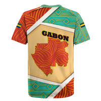 Gabon Rugby Jersey with National Coat of Arms and Tribal Pattern Map Design in Bold Colors