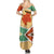 Gabon Summer Maxi Dress with National Coat of Arms and Tribal Pattern Map Design in Bold Colors