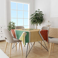 Gabon Tablecloth with National Coat of Arms and Tribal Pattern Map Design in Bold Colors