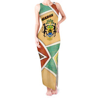 Gabon Tank Maxi Dress with National Coat of Arms and Tribal Pattern Map Design in Bold Colors