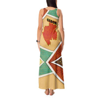 Gabon Tank Maxi Dress with National Coat of Arms and Tribal Pattern Map Design in Bold Colors