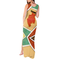 Gabon Tank Maxi Dress with National Coat of Arms and Tribal Pattern Map Design in Bold Colors