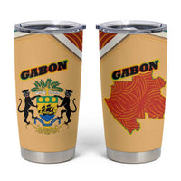 Gabon Tumbler Cup with National Coat of Arms and Tribal Pattern Map Design in Bold Colors