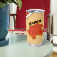 Gabon Tumbler Cup with National Coat of Arms and Tribal Pattern Map Design in Bold Colors