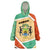 Gabon Wearable Blanket Hoodie with National Coat of Arms and Tribal Pattern Map Design in Bold Colors