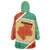 Gabon Wearable Blanket Hoodie with National Coat of Arms and Tribal Pattern Map Design in Bold Colors