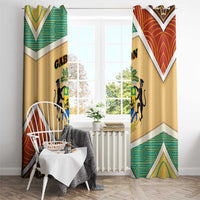 Gabon Window Curtain with National Coat of Arms and Tribal Pattern Map Design in Bold Colors