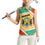 Gabon Women Sleeveless Polo Shirt with National Coat of Arms and Tribal Pattern Map Design in Bold Colors