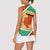Gabon Women Sleeveless Polo Shirt with National Coat of Arms and Tribal Pattern Map Design in Bold Colors