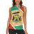 Gabon Women Sleeveless Polo Shirt with National Coat of Arms and Tribal Pattern Map Design in Bold Colors