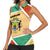 Gabon Women Sleeveless Polo Shirt with National Coat of Arms and Tribal Pattern Map Design in Bold Colors