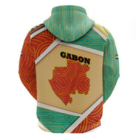 Gabon Zip Hoodie with National Coat of Arms and Tribal Pattern Map Design in Bold Colors