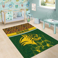 Gabon Area Rug with Tribal Print and Fierce Panther Graphic in National Flag Colors - Wonder Print Shop