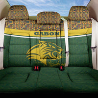 Gabon Back Car Seat Cover with Tribal Print and Fierce Panther Graphic in National Flag Colors - Wonder Print Shop