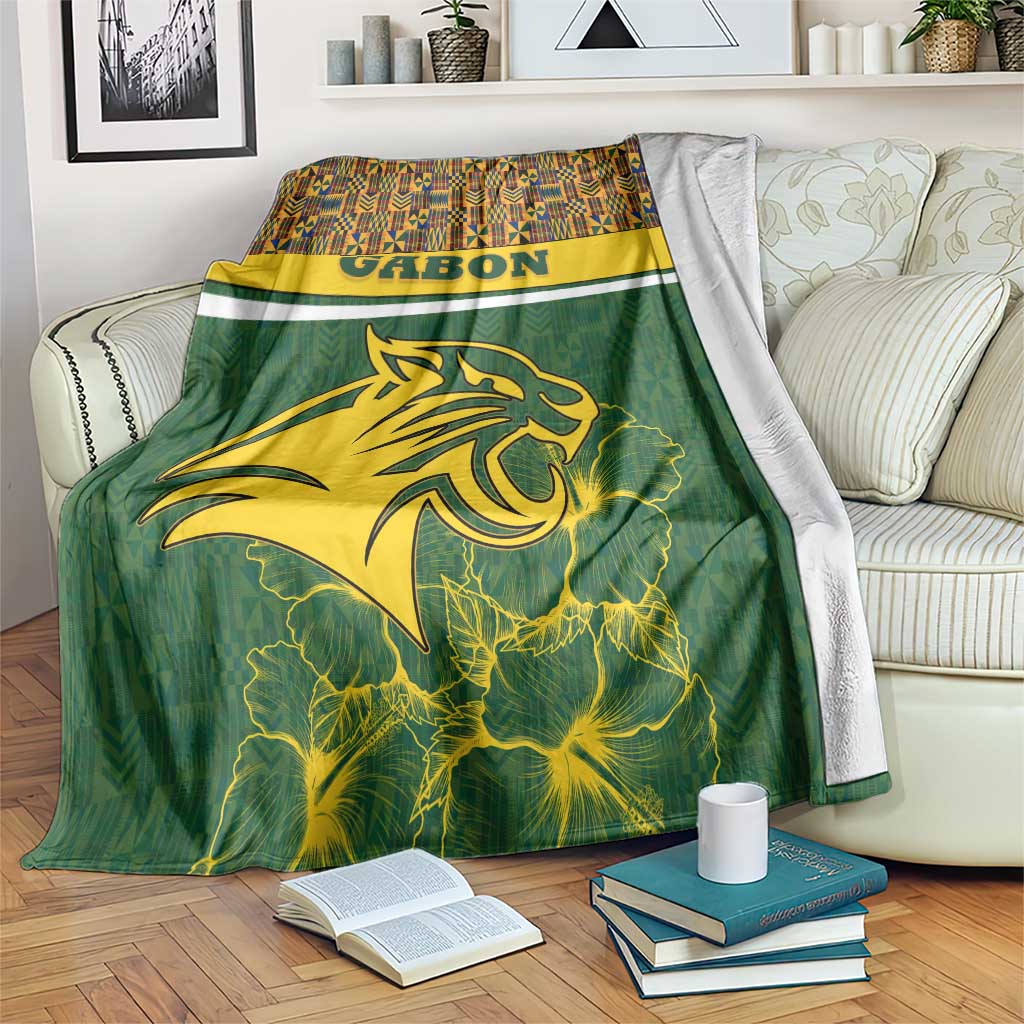 Gabon Blanket with Tribal Print and Fierce Panther Graphic in National Flag Colors - Wonder Print Shop
