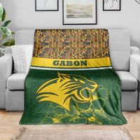 Gabon Blanket with Tribal Print and Fierce Panther Graphic in National Flag Colors - Wonder Print Shop