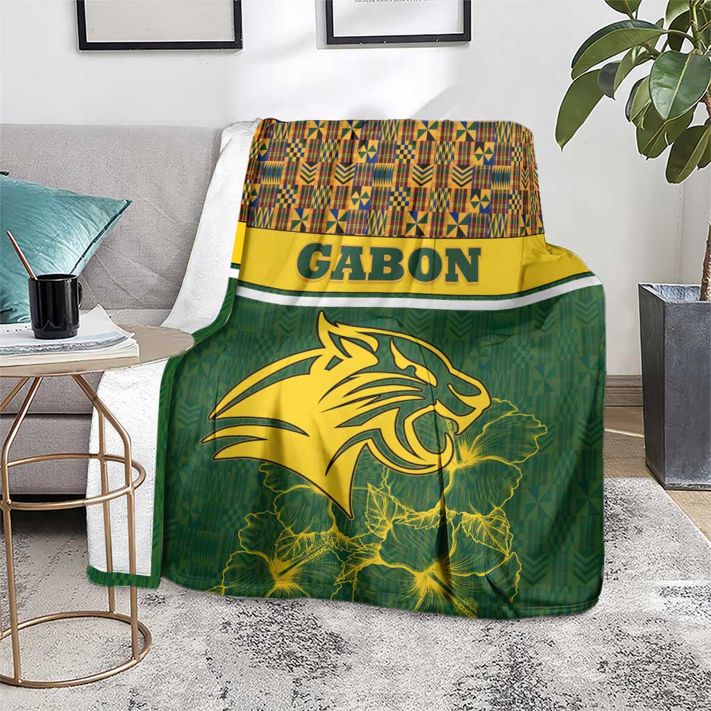 Gabon Blanket with Tribal Print and Fierce Panther Graphic in National Flag Colors - Wonder Print Shop
