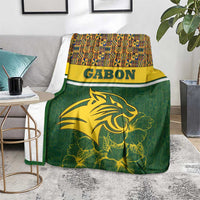 Gabon Blanket with Tribal Print and Fierce Panther Graphic in National Flag Colors - Wonder Print Shop
