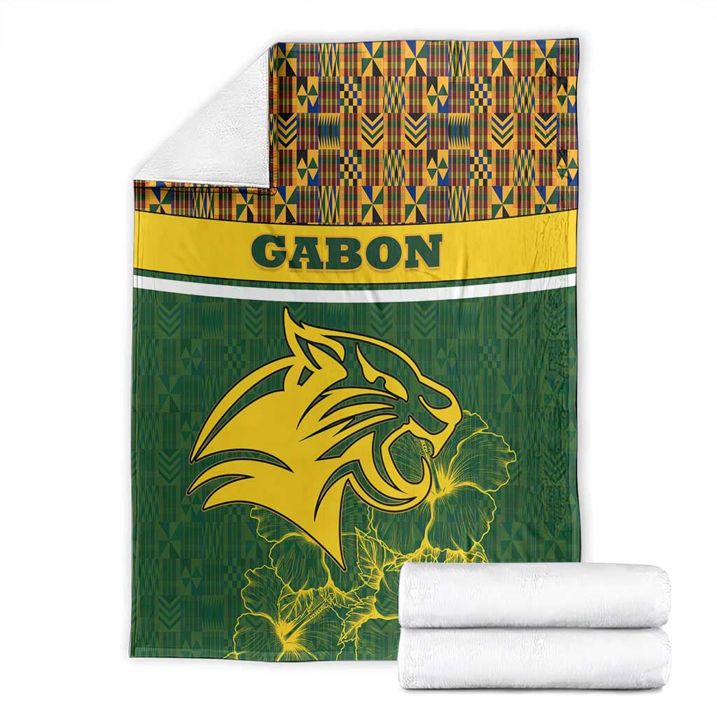Gabon Blanket with Tribal Print and Fierce Panther Graphic in National Flag Colors - Wonder Print Shop