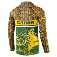 Gabon Button Sweatshirt with Tribal Print and Fierce Panther Graphic in National Flag Colors - Wonder Print Shop
