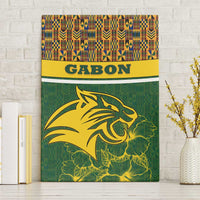 Gabon Canvas Wall Art with Tribal Print and Fierce Panther Graphic in National Flag Colors - Wonder Print Shop