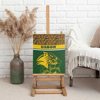 Gabon Canvas Wall Art with Tribal Print and Fierce Panther Graphic in National Flag Colors - Wonder Print Shop