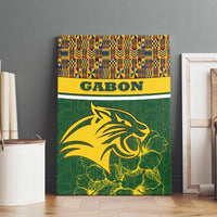 Gabon Canvas Wall Art with Tribal Print and Fierce Panther Graphic in National Flag Colors - Wonder Print Shop