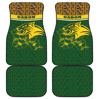 Gabon Car Mats with Tribal Print and Fierce Panther Graphic in National Flag Colors - Wonder Print Shop