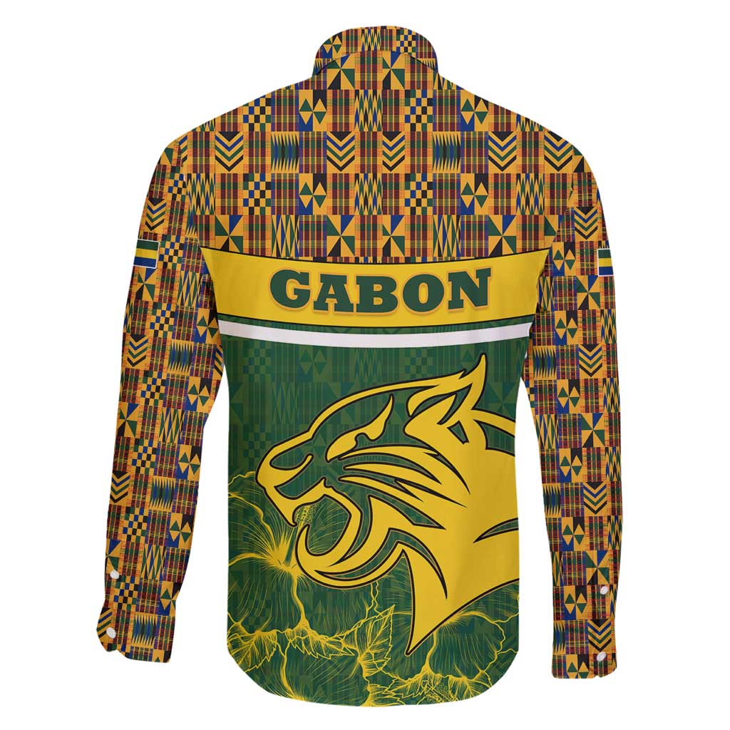 Gabon Family Matching Off Shoulder Short Dress and Hawaiian Shirt with Tribal Print and Fierce Panther Graphic in National Flag Colors - Wonder Print Shop