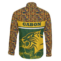Gabon Family Matching Off Shoulder Short Dress and Hawaiian Shirt with Tribal Print and Fierce Panther Graphic in National Flag Colors - Wonder Print Shop