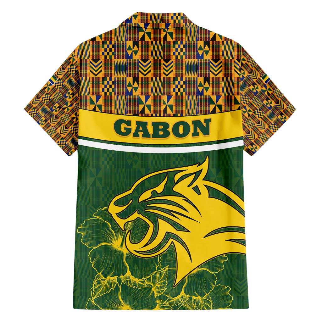 Gabon Family Matching Puletasi and Hawaiian Shirt with Tribal Print and Fierce Panther Graphic in National Flag Colors - Wonder Print Shop