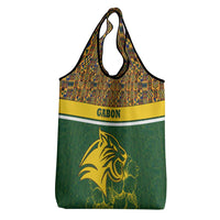 Gabon Grocery Bag with Tribal Print and Fierce Panther Graphic in National Flag Colors - Wonder Print Shop