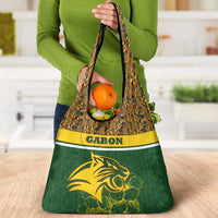 Gabon Grocery Bag with Tribal Print and Fierce Panther Graphic in National Flag Colors - Wonder Print Shop