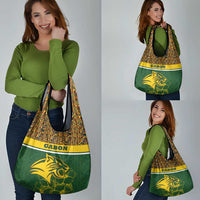 Gabon Grocery Bag with Tribal Print and Fierce Panther Graphic in National Flag Colors - Wonder Print Shop