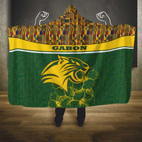 Gabon Hooded Blanket with Tribal Print and Fierce Panther Graphic in National Flag Colors - Wonder Print Shop