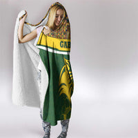 Gabon Hooded Blanket with Tribal Print and Fierce Panther Graphic in National Flag Colors - Wonder Print Shop