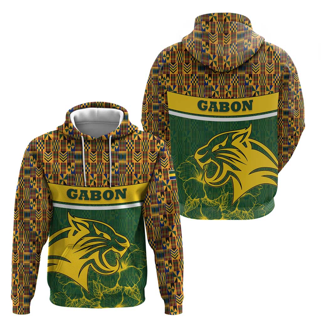 Gabon Hoodie with Tribal Print and Fierce Panther Graphic in National Flag Colors - Wonder Print Shop