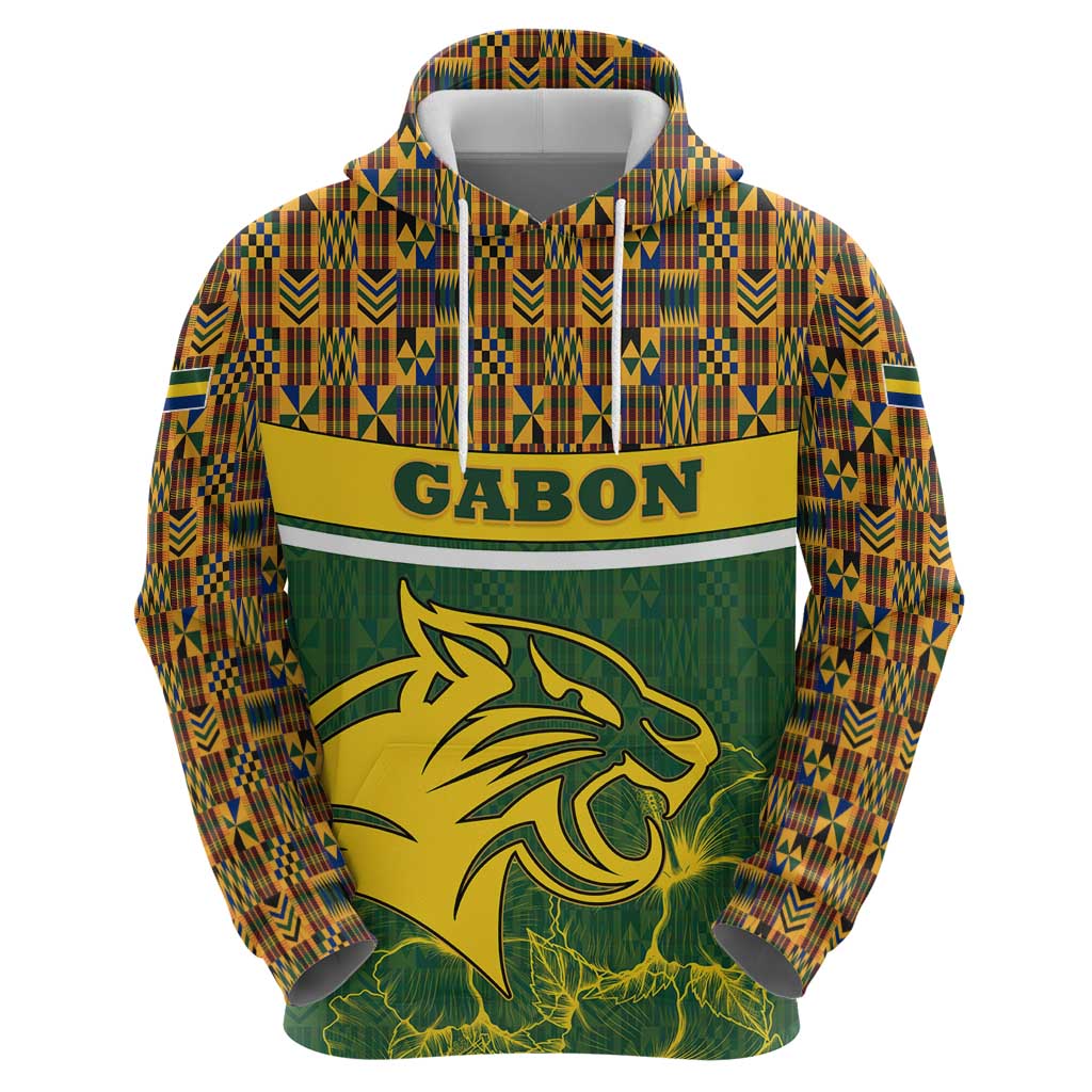 Gabon Hoodie with Tribal Print and Fierce Panther Graphic in National Flag Colors - Wonder Print Shop