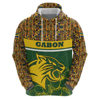 Gabon Hoodie with Tribal Print and Fierce Panther Graphic in National Flag Colors - Wonder Print Shop