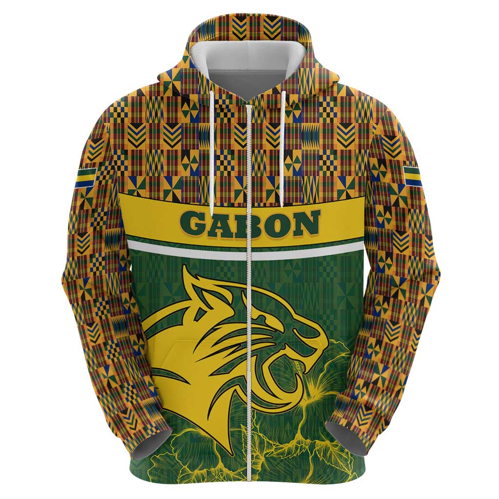 Gabon Hoodie with Tribal Print and Fierce Panther Graphic in National Flag Colors - Wonder Print Shop