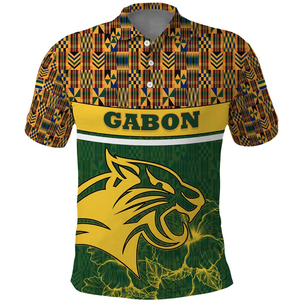 Gabon Polo Shirt with Tribal Print and Fierce Panther Graphic in National Flag Colors - Wonder Print Shop