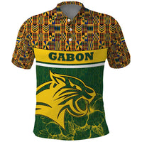 Gabon Polo Shirt with Tribal Print and Fierce Panther Graphic in National Flag Colors - Wonder Print Shop