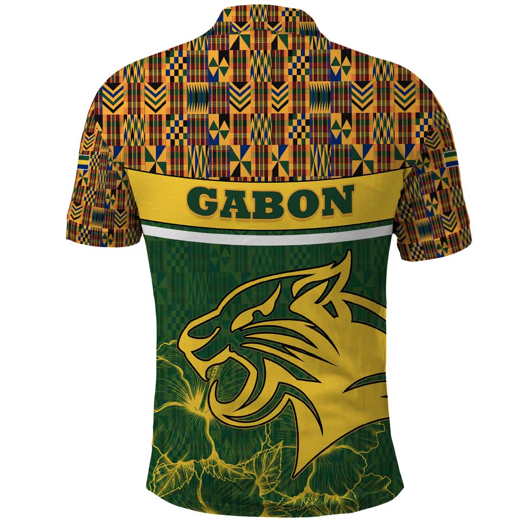 Gabon Polo Shirt with Tribal Print and Fierce Panther Graphic in National Flag Colors - Wonder Print Shop