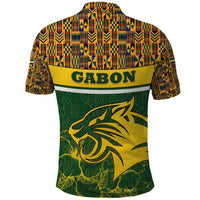 Gabon Polo Shirt with Tribal Print and Fierce Panther Graphic in National Flag Colors - Wonder Print Shop