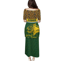 Gabon Puletasi with Tribal Print and Fierce Panther Graphic in National Flag Colors - Wonder Print Shop