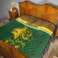 Gabon Quilt with Tribal Print and Fierce Panther Graphic in National Flag Colors - Wonder Print Shop