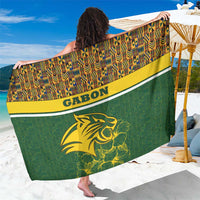 Gabon Sarong with Tribal Print and Fierce Panther Graphic in National Flag Colors - Wonder Print Shop
