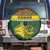Gabon Spare Tire Cover with Tribal Print and Fierce Panther Graphic in National Flag Colors - Wonder Print Shop