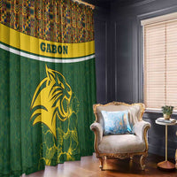 Gabon Window Curtain with Tribal Print and Fierce Panther Graphic in National Flag Colors - Wonder Print Shop