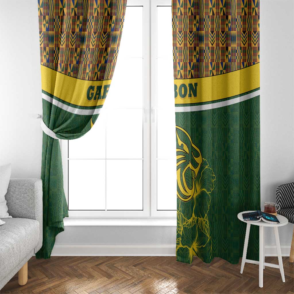 Gabon Window Curtain with Tribal Print and Fierce Panther Graphic in National Flag Colors - Wonder Print Shop